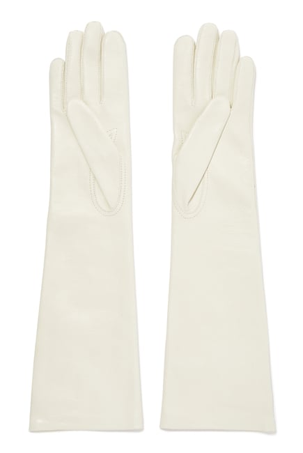 Floral Embroidered Leather Gloves